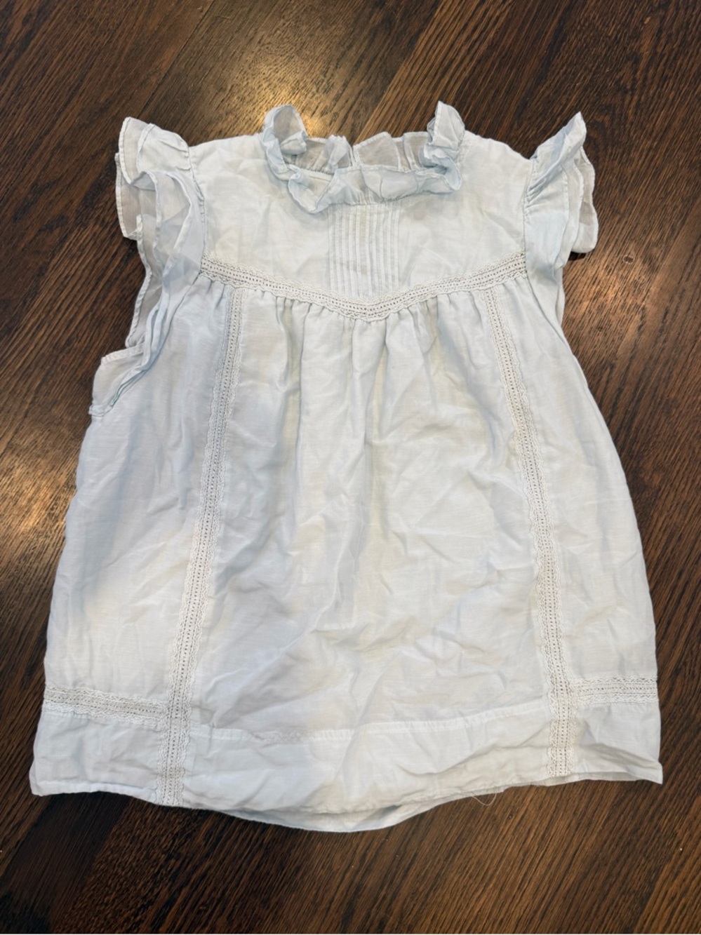 J. Crew Light Blue Ruffle-Yoke Cotton Blouse